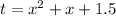 t = x ^ {2} + x + 1.5