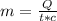 m=\frac{Q}{t*c}