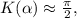 K(\alpha)\approx\frac\pi2,