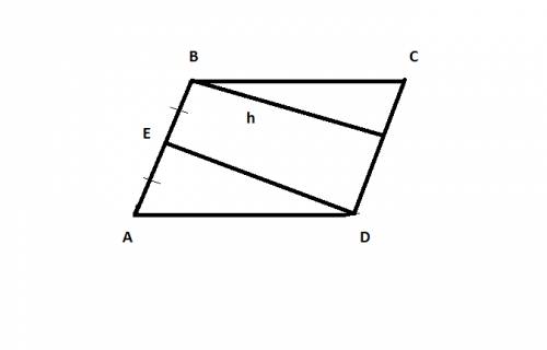 Площадь параллелограмма авсд равна 126. точка е середина стороны ав. найдите площадь трапеции всде.