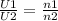 \frac{U1}{U2}=\frac{n1}{n2}