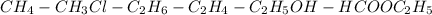 CH_4-CH_3Cl-C_2H_6-C_2H_4-C_2H_5OH-HCOOC_2H_5