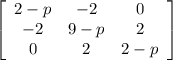 \left[\begin{array}{ccc}2-p&-2&0\\-2&9-p&2\\0&2&2-p\end{array}\right]