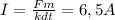 I=\frac{Fm}{kdt}=6,5A