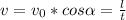 v=v_{0}*cos\alpha=\frac{l}{t}