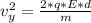 v_{y}^{2}=\frac{2*q*E*d}{m}