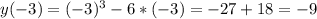 y(-3)=(-3)^3-6*(-3)=-27+18=-9