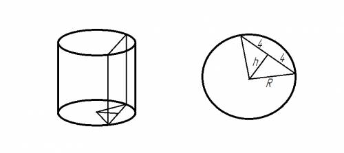 Высота прямого цилиндра 8м, радиус основания 5м.цилиндр пересечен плоскостью, параллельной его оси.в