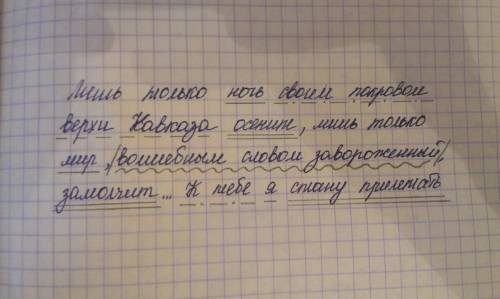 Разобрать по составу предложение лишь только ночь своим покровом верхи кавказа осенит,лишь только ми