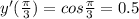 y'(\frac{\pi}{3})=cos \frac{\pi}{3}=0.5