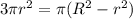 3\pi r^2=\pi (R^2-r^2)