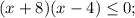 (x+8)(x-4) \leq 0;