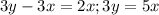 3y-3x=2x;3y=5x