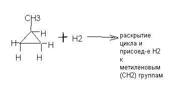 Метилциклопропан и водород напишите реакцию