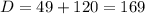 D=49+120=169