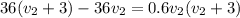 36(v_2+3)-36v_2=0.6v_2(v_2+3)