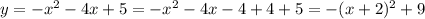 y=-x^2-4x+5=-x^2-4x-4+4+5=-(x+2)^2+9