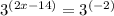 3^{(2x-14)} = 3^{(-2)}