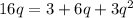 16q=3+6q+3q^2