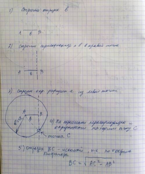 Сциркуля и линейки постройте отрезок длиной √ a^2-b^2