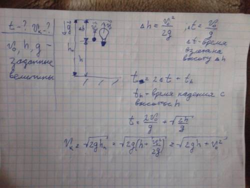 Аэростат поднимается с постоянной скоростью v0. на высоте h с него сбрасывается груз без начальной с