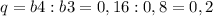 q = b4 : b3 = 0,16 : 0,8 = 0,2