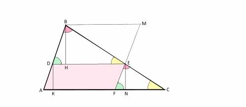 Втреугольник abc вписан параллелограмм adef так, что угол a у них общий, а вершина e лежит на сторон