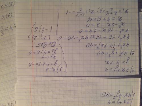 Найдите х у в системе уравнений фигурная скобка 2х+у=4 4х(2)+у(2)=40 число в скобках (2) - квадрат