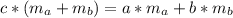 c*(m_a+m_b)=a*m_a+b*m_b