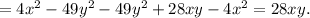 =4x^2-49y^2-49y^2+28xy-4x^2=28xy.