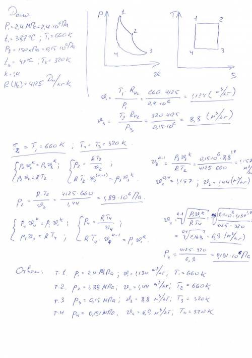 Нужно, ну не как не могу иследовать цикл р(мпа)-давление начала изотермического расширения=2.4 t1 (º
