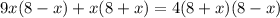 9x(8-x)+x(8+x)=4(8+x)(8-x)