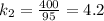 k_2= \frac{400}{95} =4.2