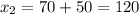 x_{2} =70+50=120