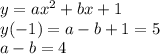 y=ax^2+bx+1\\y(-1)=a-b+1=5\\a-b=4