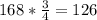 168* \frac{3}{4}=126