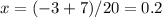 x=(-3+7)/20=0.2