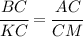 \cfrac{BC}{KC}=\cfrac{AC}{CM}