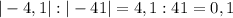 |-4,1|:|-41|=4,1:41=0,1