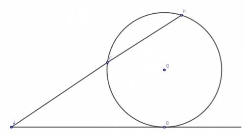 Решить. через точку а проведена касательная ав (в - точка касания.) и секущая,пересекающая окружност