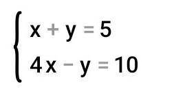 Решите графически систему уравнений {x+y=5 4x-y=10