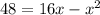 48 = 16x- x^{2}