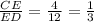 \frac{CE}{ED} = \frac{4}{12} = \frac{1}{3}