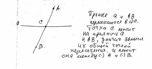 Дана прямая a.отметьте точки точки a, b и c так,чтобы прямые ab и a пересекались в точке c, лежащей