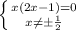 \left \{ {x(2x-1) = 0} \atop {x \neq \pm \frac{1}{2}} \right.