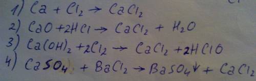 Покажите разнообразие получения (не менее 4) хлорида кальция. составьте соответствующие молекулярные