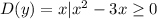 D(y)={x|x^2-3x \geq 0}