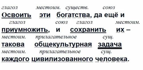 Полный синтаксический разбор предложения: освоить эти богатства да ещё и приумножить и сохранить их