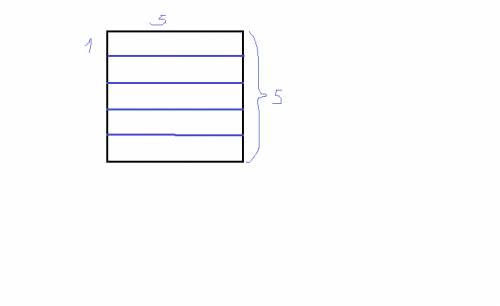 Нарисуйте квадрат.разделите его на пять равных частей.