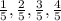 \frac{1}{5}, \frac{2}{5}, \frac{3}{5}, \frac{4}{5}